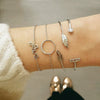 4 Pcs/set Women's Fashion Crystal Leaves Geometric Chain Gold Bracelet Set Bohemian KISS WIFE Vintage Jewelry Wholesale